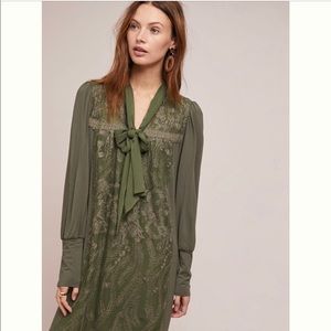 TINY Olive Green Dress (Anthropologie)